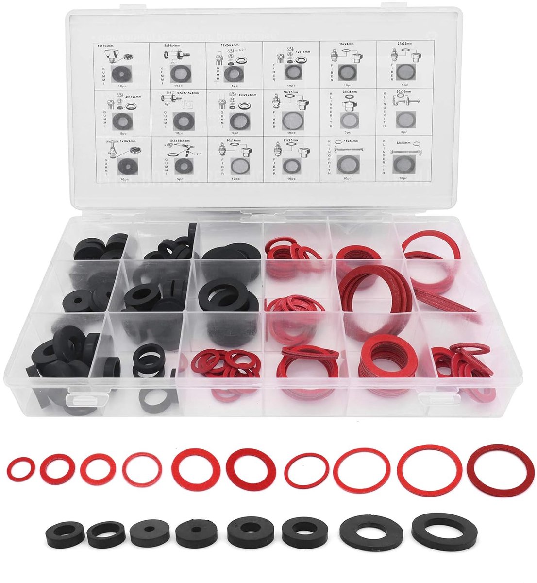 Sealing Rings Set, 141 Pieces, 18 Sizes, O-Ring, Washers, Rubber for Hose, Plumbing, Taps, Sealing Rings, Assortment - ShopVlot