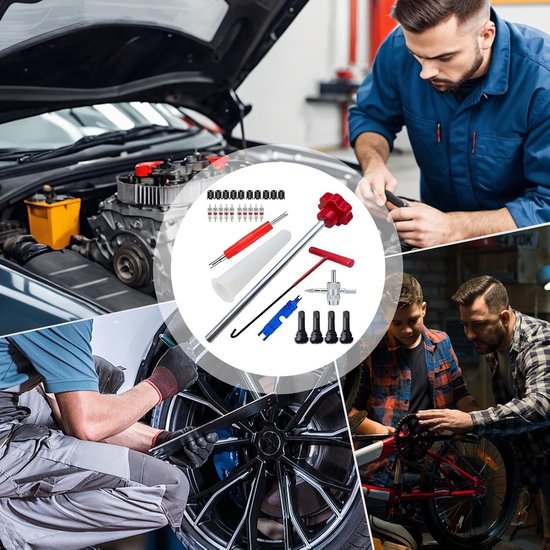 Bandenreparatie Set - Ventiel Gereedschap Auto - Banden Onderhoud - 30-Delige Kit - Niet Gespecificeerd - Rood — afbeelding 3