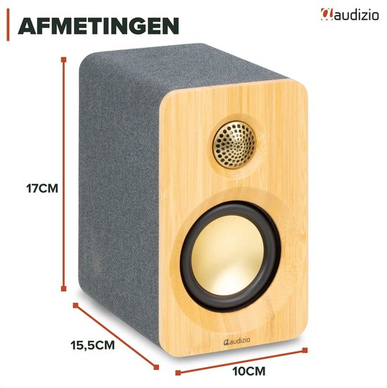 Audizio KS16 PC speakers - Actieve speakerset met Bluetooth - Geschikt voor laptops - 100W - Bamboe van Audizio — afbeelding 2