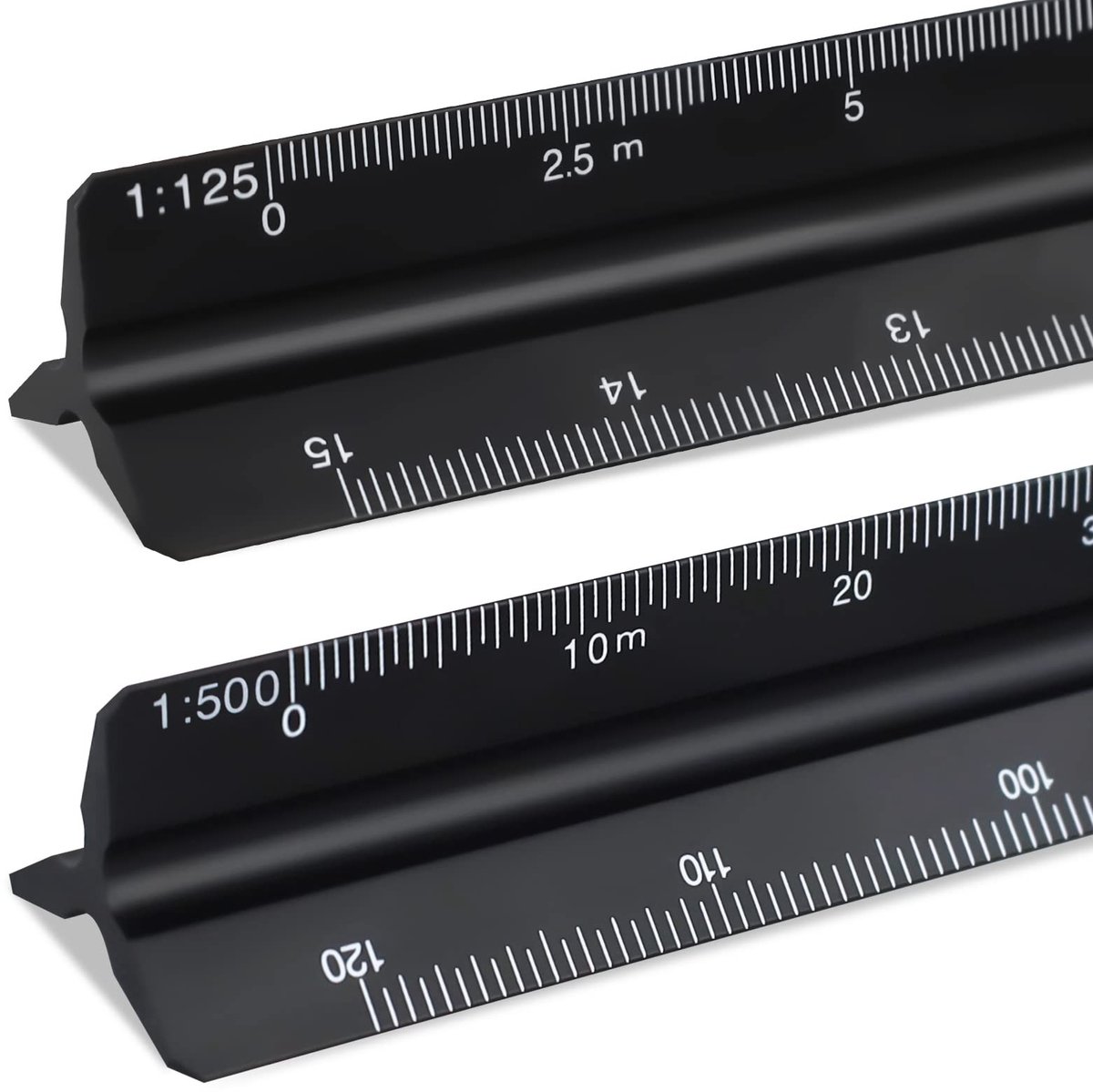 Omgoods - Set van 2 Triangel Linialen 30 cm van Metaal voor Architecten