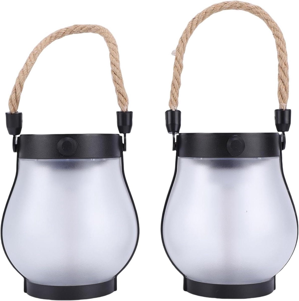 Solar Lantaarn - Hanglamp Tuinverlichting - Buitenverlichting Decoratie - Realistisch Vlam Effect - 2 Stuks - Zwart