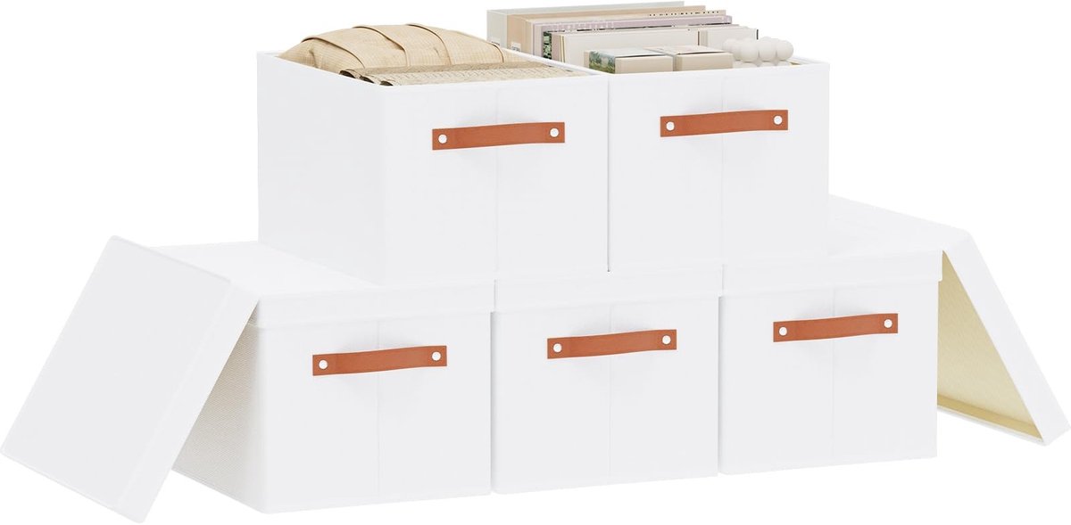 Omgoods - 5 Delen Opbergdozen met Deksel en Handvatten