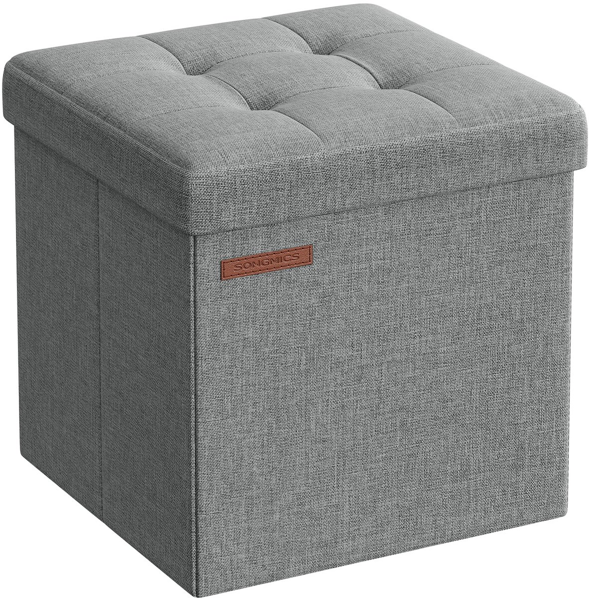 Omgoods- Zitbank met opbergruimte - Opvouwbare zitkist - Lichtgrijs - Imitatielinnen - 22 liter - Schuim en MDF - Opbergkist