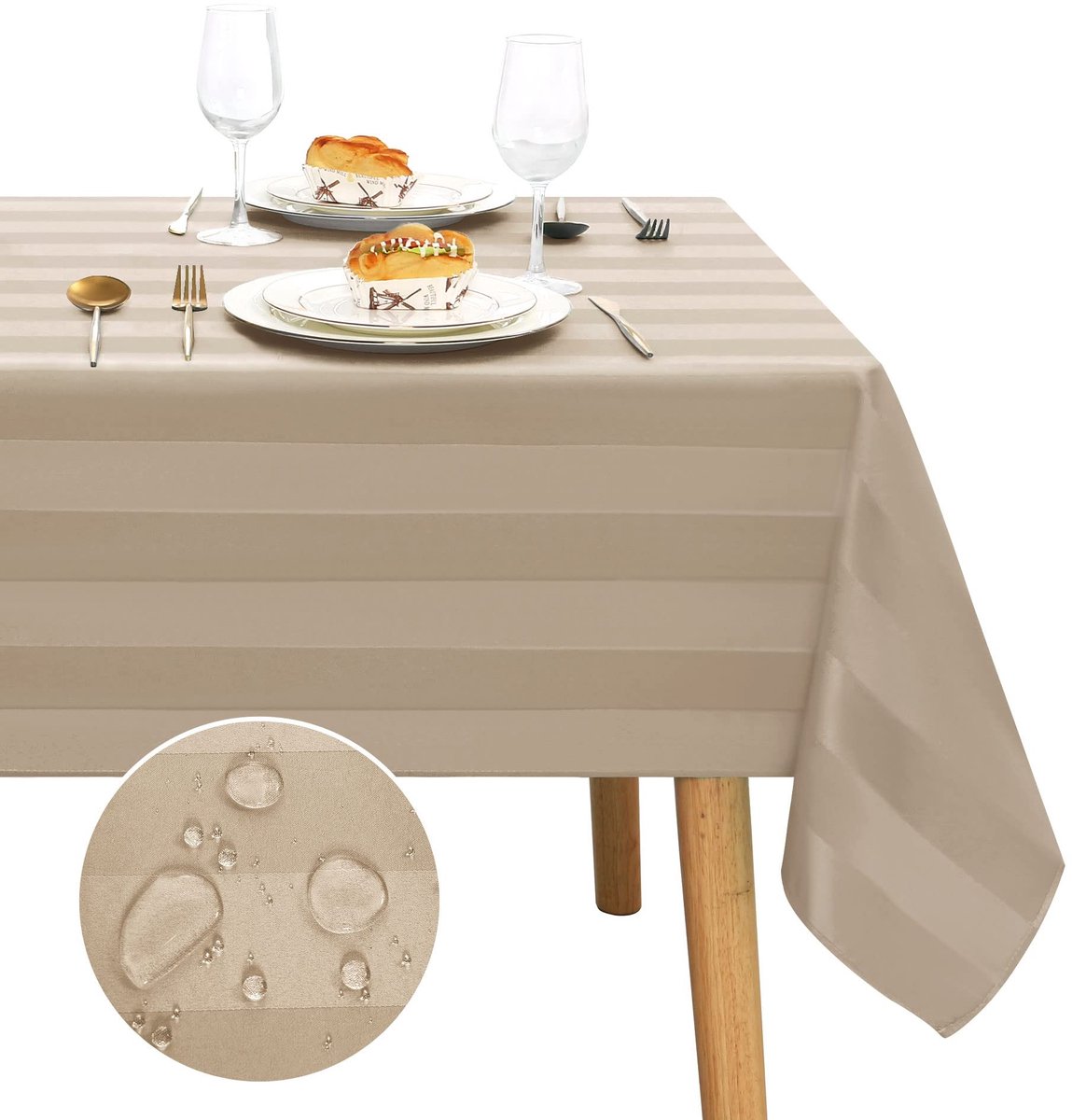 Omgoods - Waterdichte Tafelkleed met Strepen voor Tuin en Balkon 135 x 200 cm