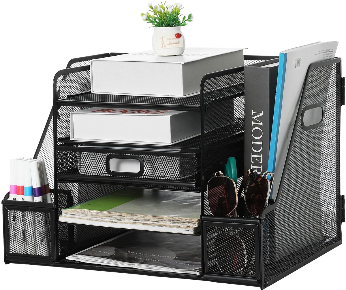 Omgoods- Bureau-organizer met 5 lagen - Dossierhouder - Papierlade-organizer - Metaal - Stevig ontwerp - Opgeruimd bureau - Papierorganizer