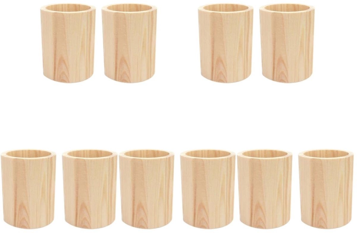 Omgoods - Set van 10 Houten Pennenhouders voor Bureauopslag