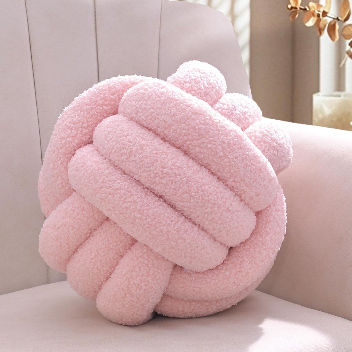 Omgoods - Roze Button Kussen met Velvet Afwerking 22 cm