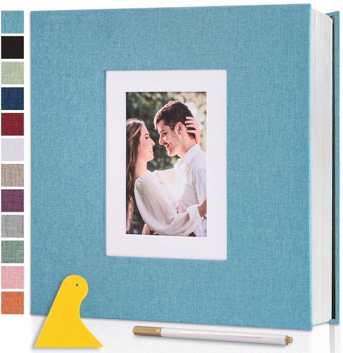 Omgoods - Groot Zelfklevend Fotoalbum 28x27 cm met 40 Pagina’s Lichtblauw
