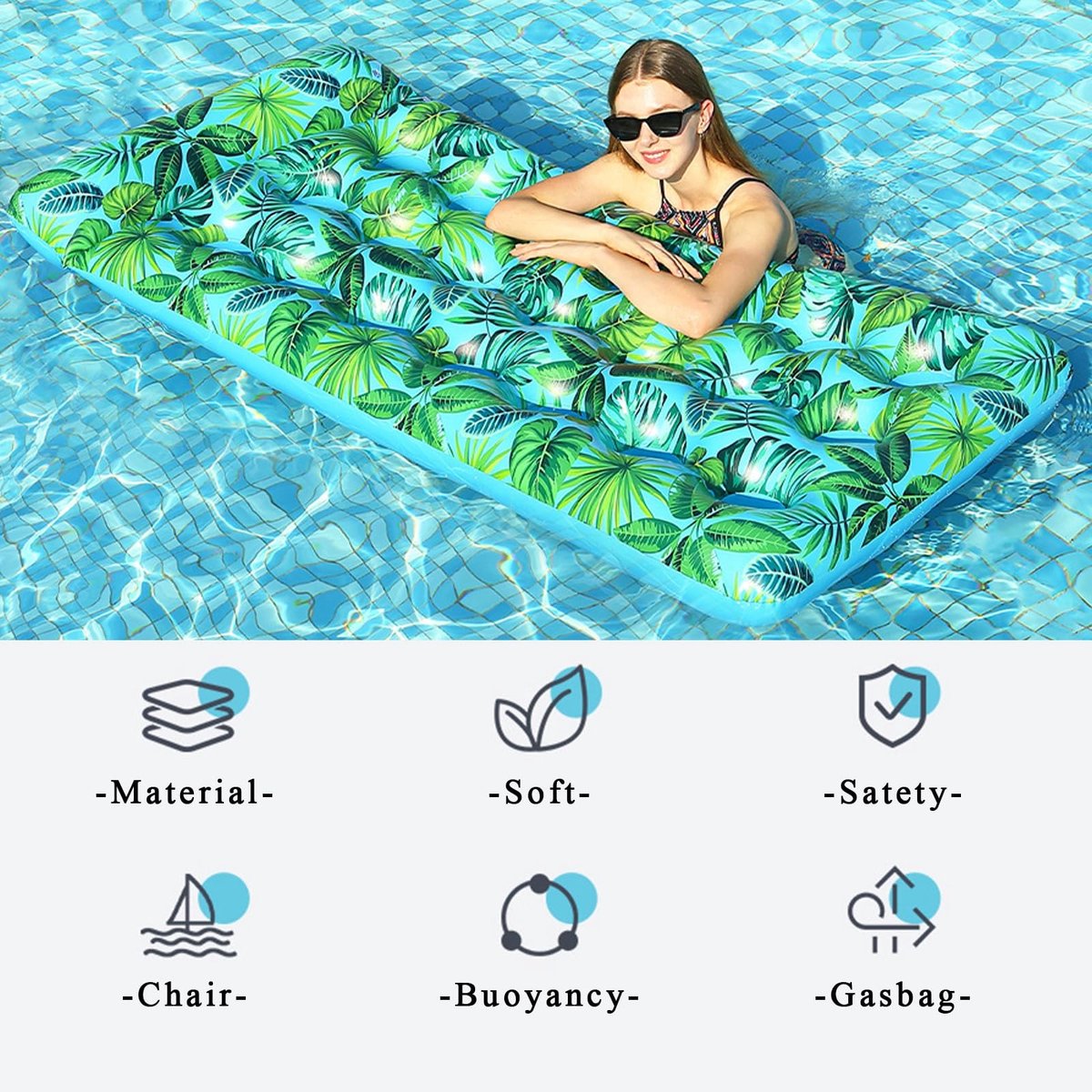 Omgoods- Zwembadhangmat Opblaasbaar - 4 in 1 - Drijvende Stoel - Multifunctioneel - PVC - 70 x 39 inch
