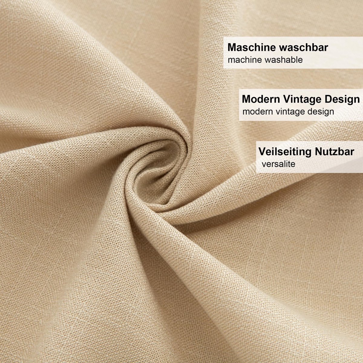 Omgoods - Wasbare Waterafstotende Tafelkleed met Linnen Look Beige 130x220 cm