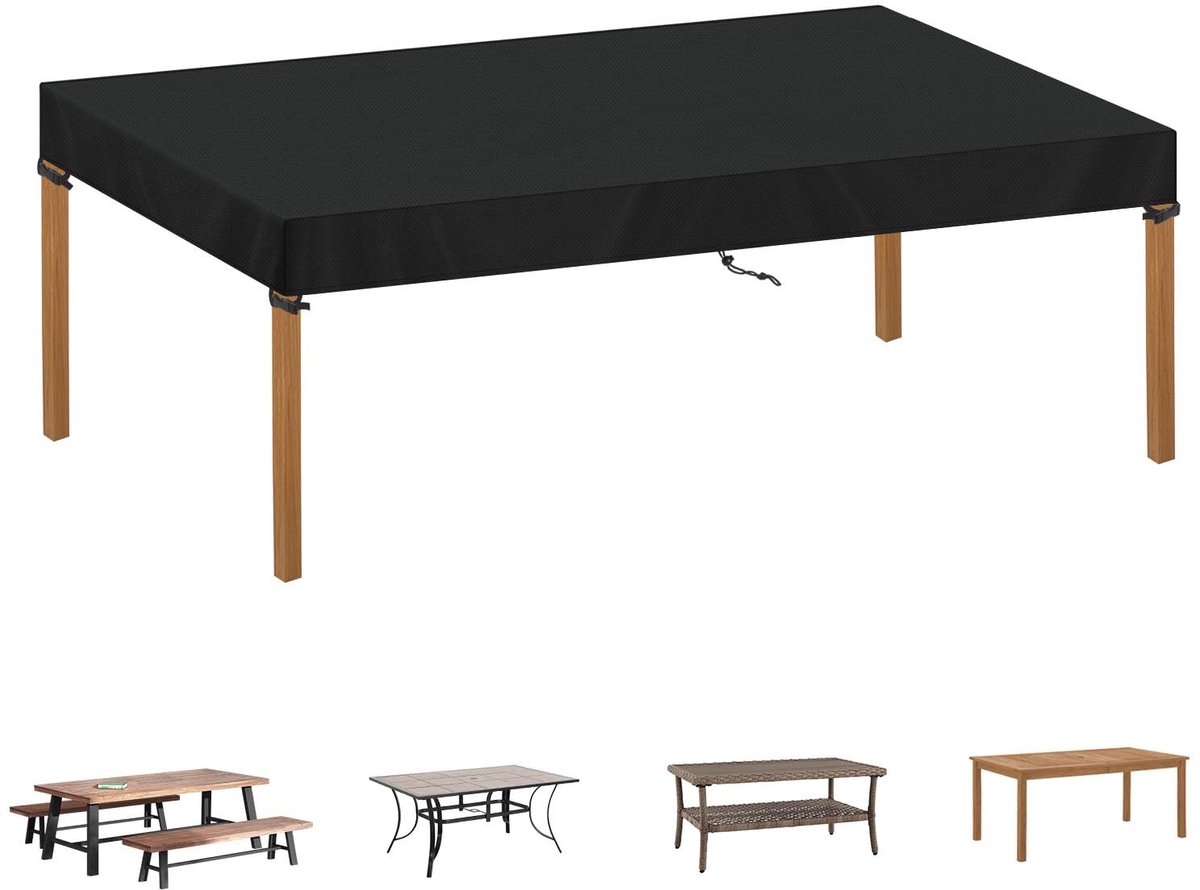 Omgoods - Tuinmeubelhoes Waterproof - Beschermhoes voor Tuintafel 200 x 90 x 15 cm, 420D Oxford, Anti-UV