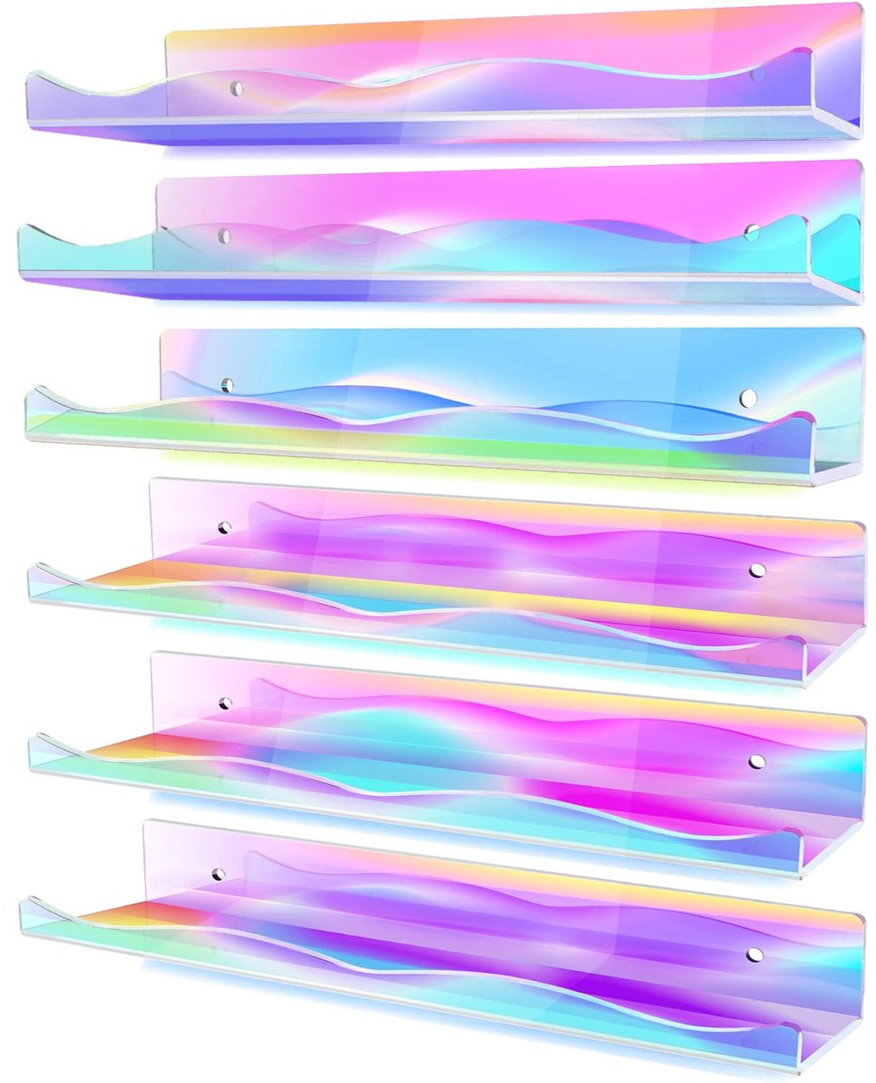 Omgoods - Set van 6 Iriserende Acryl Floating Planken