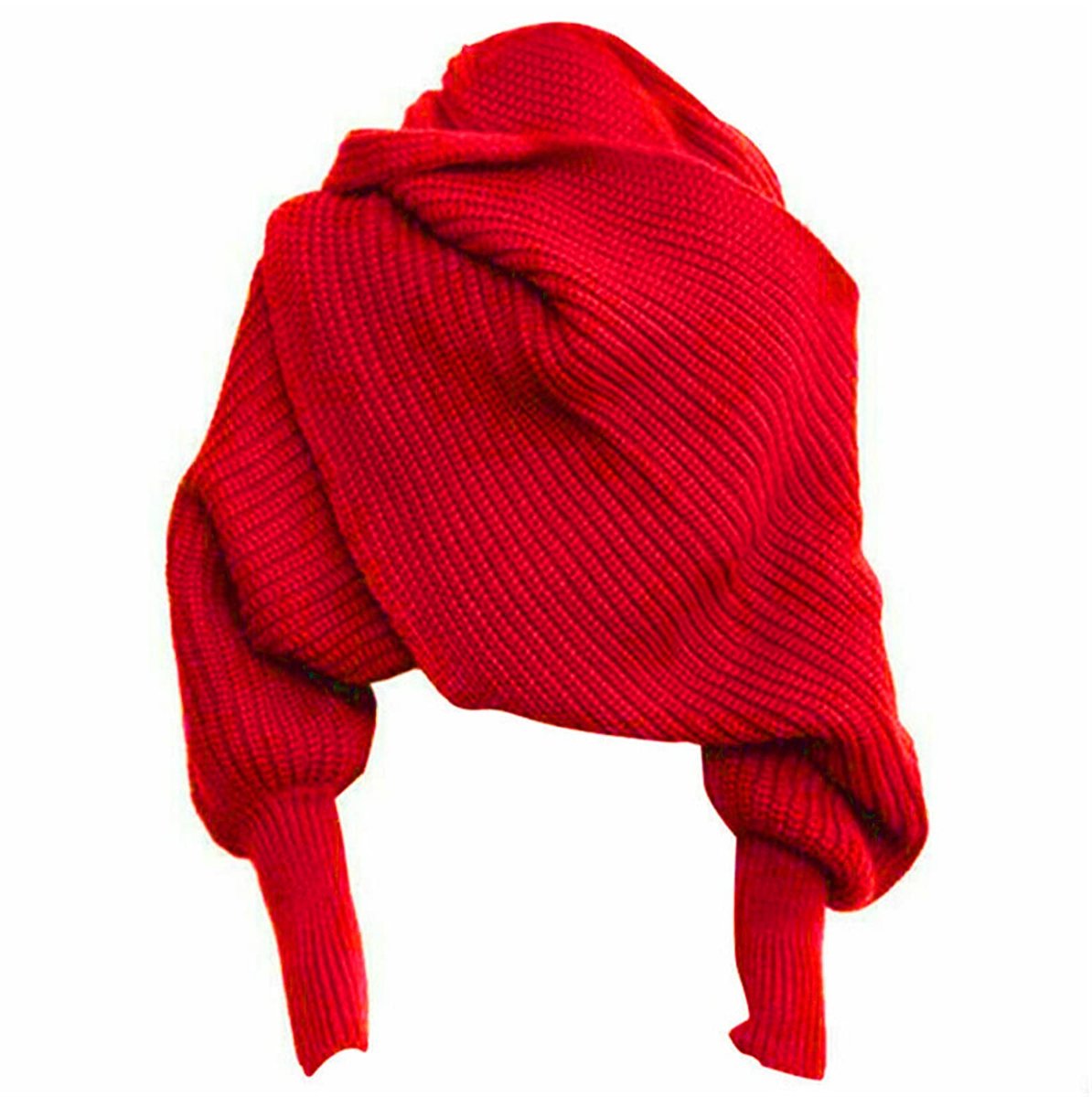 Omgoods - Warme Gebreide Sjaal voor Dames in Rood