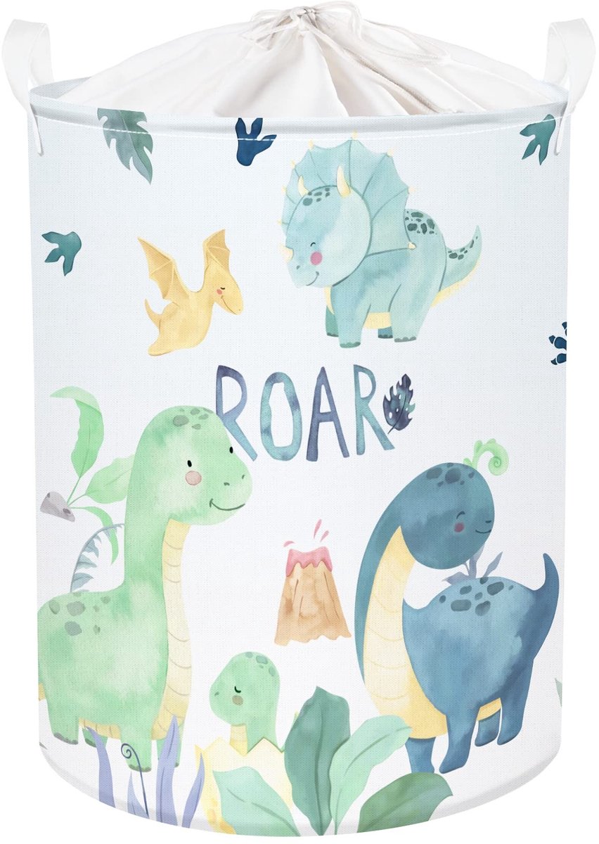 Omgoods - 45L Dinosaurussen Wasmand met Deksel voor Kinderen