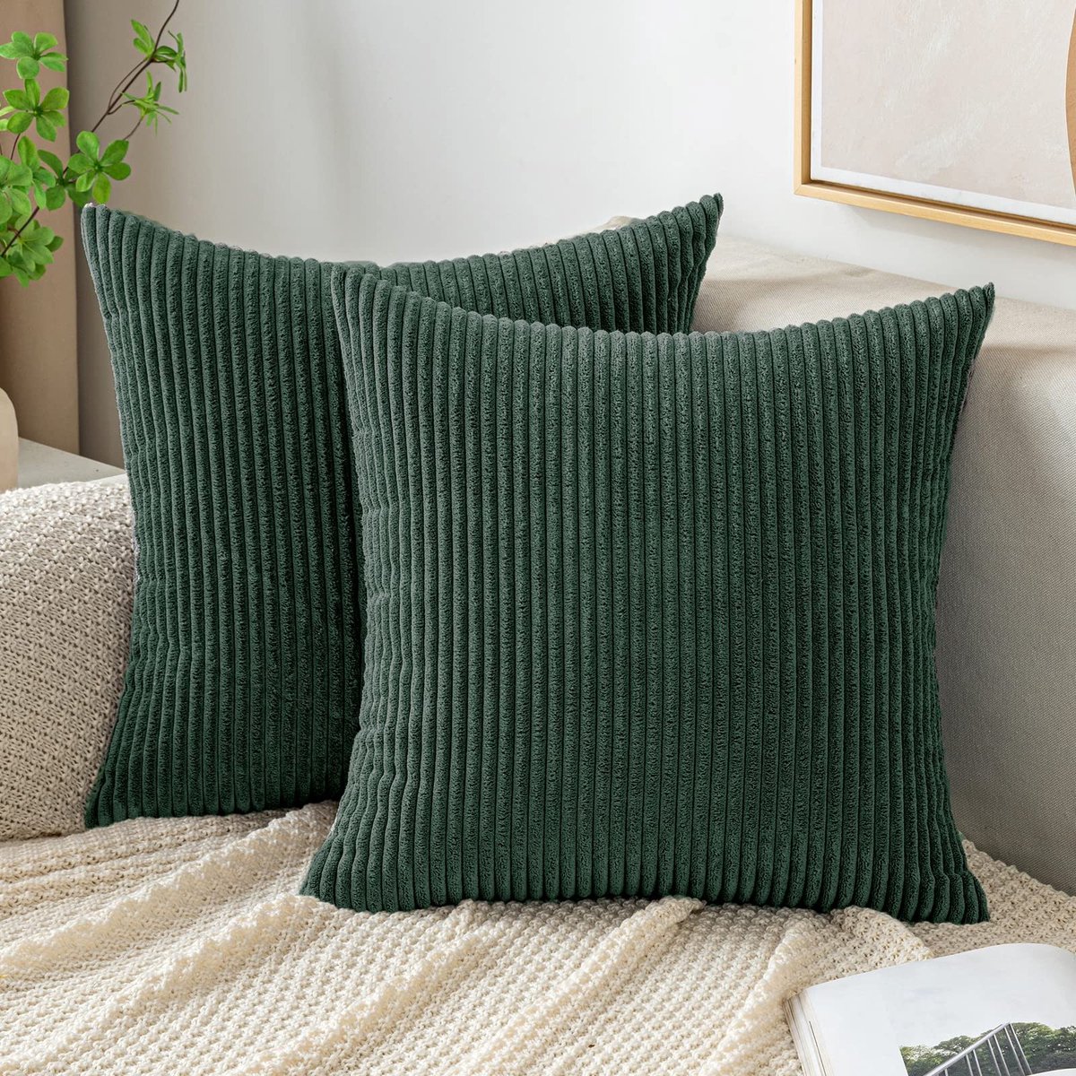 Omgoods- Sierkussensloop 50x50 cm - Ribfluwelen Hoes - Decoratieve Kussenhoes - Zacht Materiaal - Onzichtbare Ritssluiting - 2 Stuks