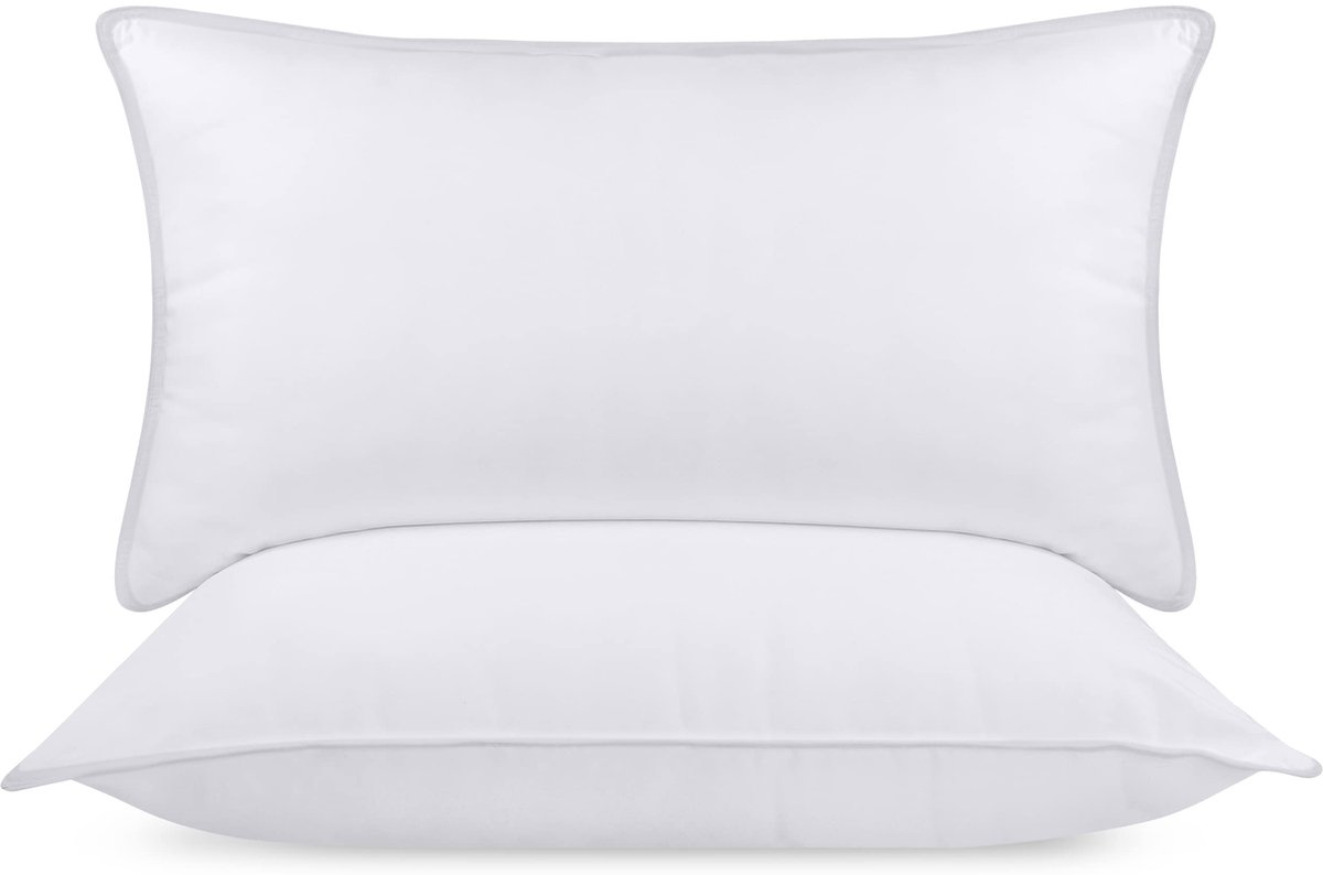 Omgoods - Set van 2 Witte Microvezel Hoofdkussens 40x80 cm - Hoge Ondersteuning