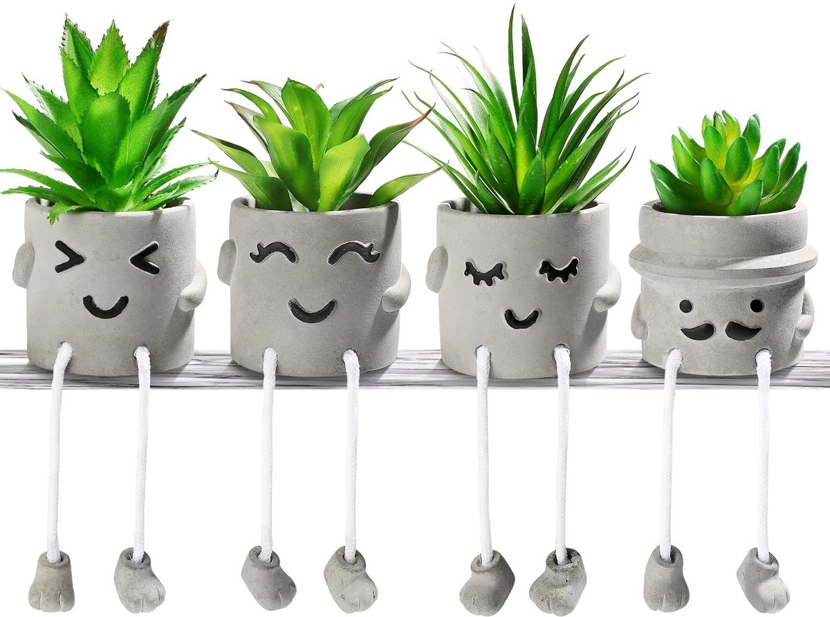Omgoods - Set van 4 Kunstmatige Succulenten in Pot