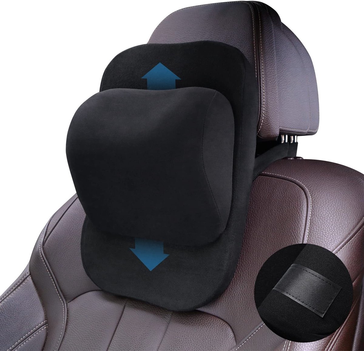 Omgoods - Verstelbare Auto Hoofdkussen - Zacht Geheugenschuim Kussen voor Comfortabel Rijden