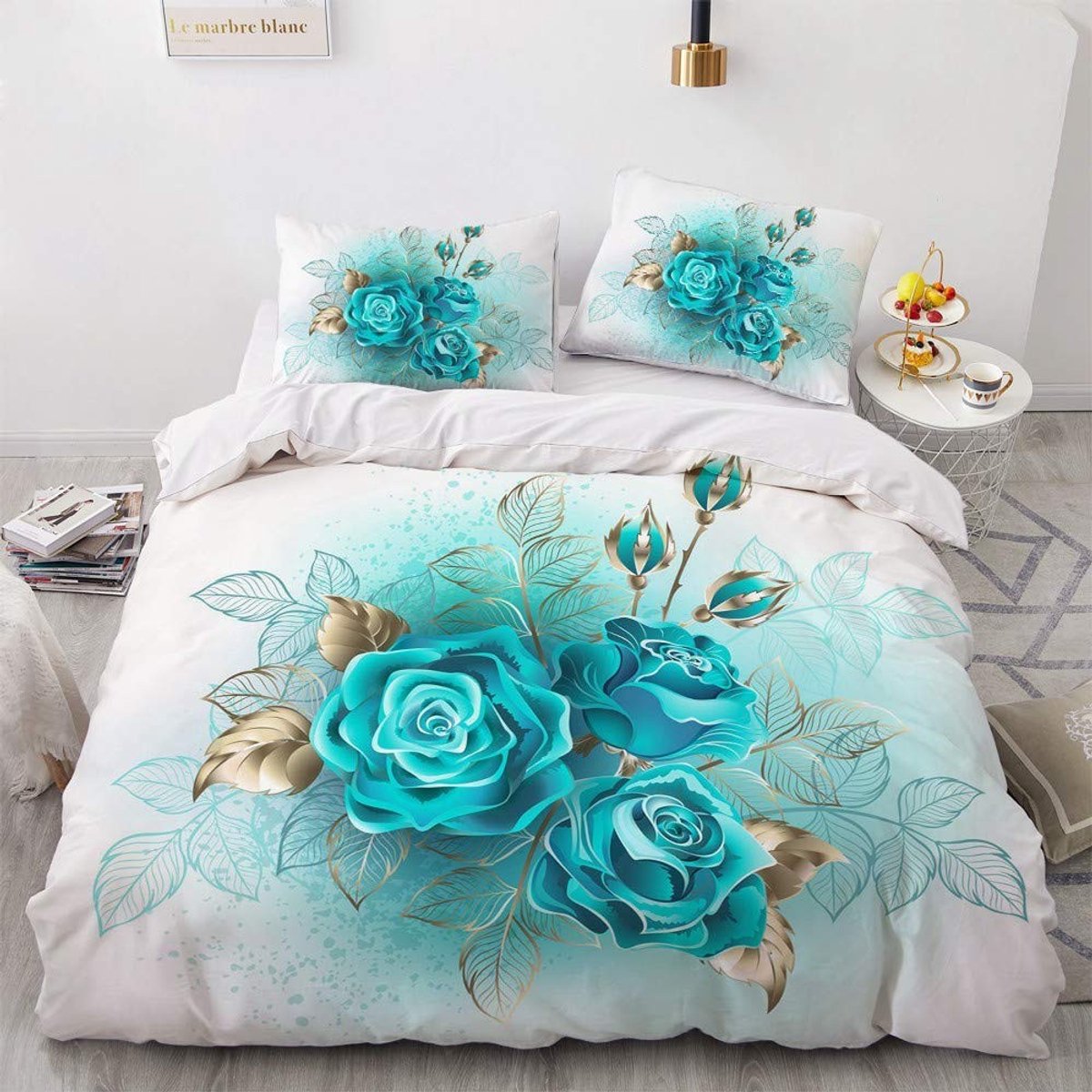 Omgoods - Rozen Dekbedovertrek 135x200 cm met Kussensloop