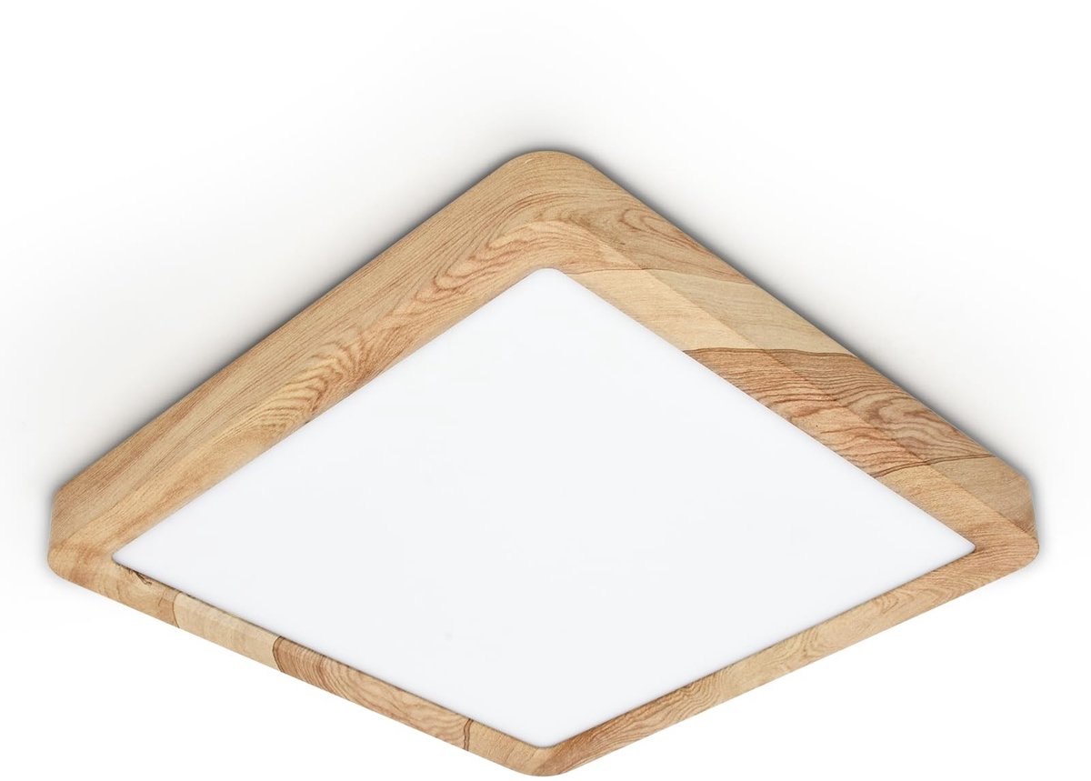 Omgoods - LED Plafondlamp, 18W, Houtnerf Vierkant voor Diverse Ruimtes