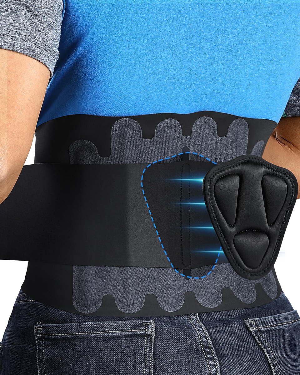 Omgoods - Lendensteungordel met 3D-Kussen en 6 Spalken - Zwart XL