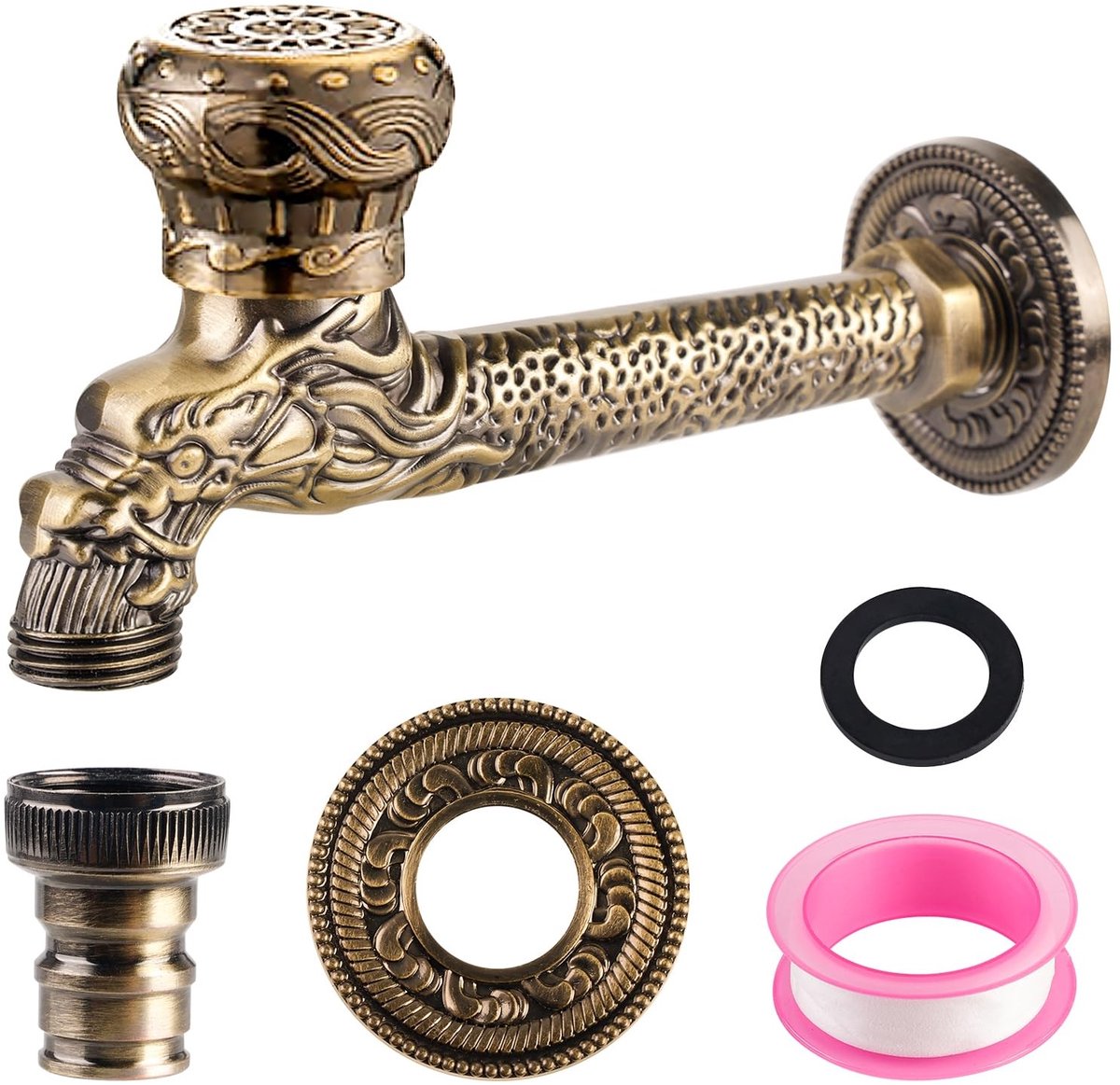 Omgoods - Antieke Waterkraan van Messing voor Tuin en Huis