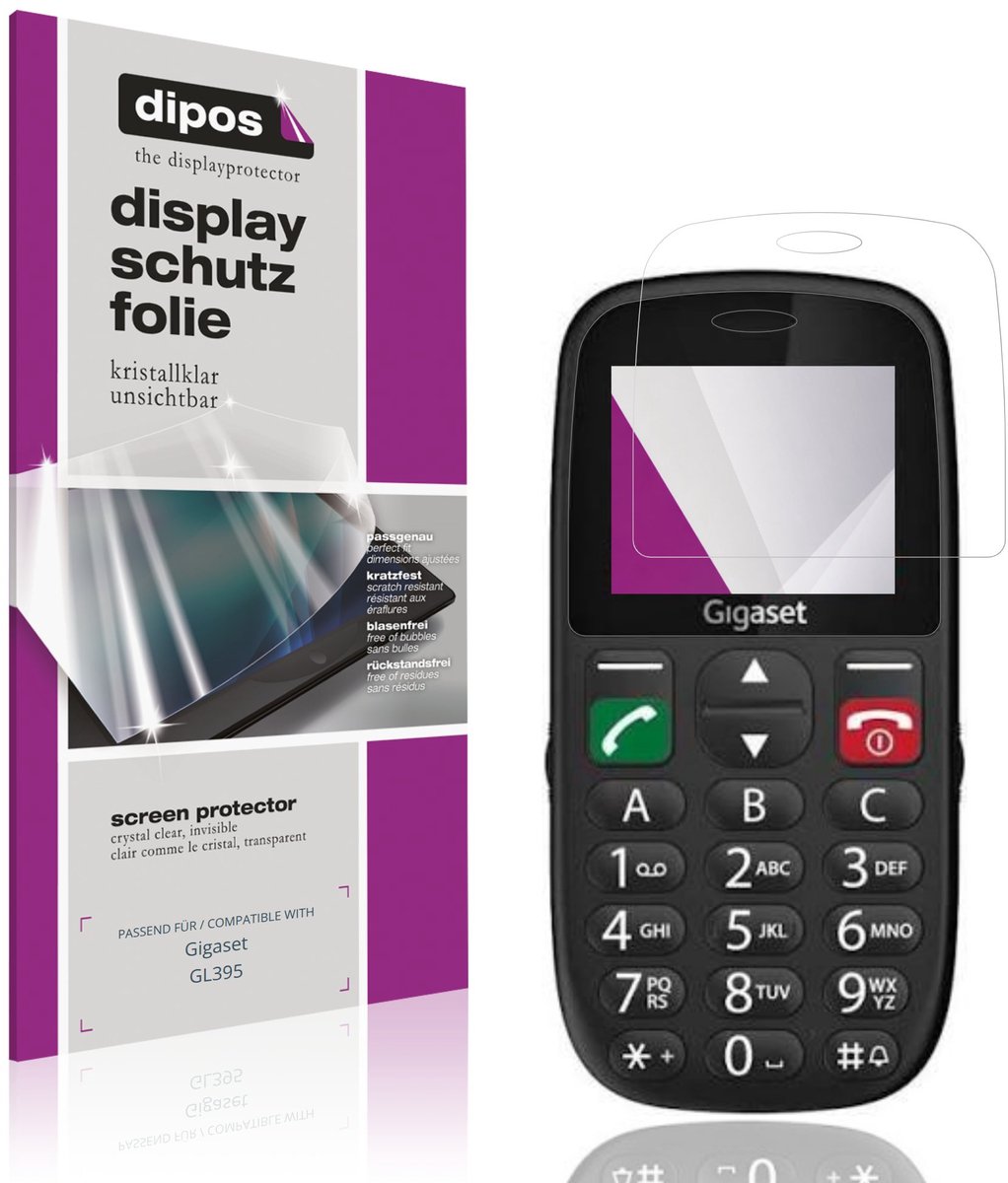 dipos – 4x Beschermfolie geschikt voor Gigaset GL395 | Krasbestendige & heldere Screenprotector Ultra-Thin