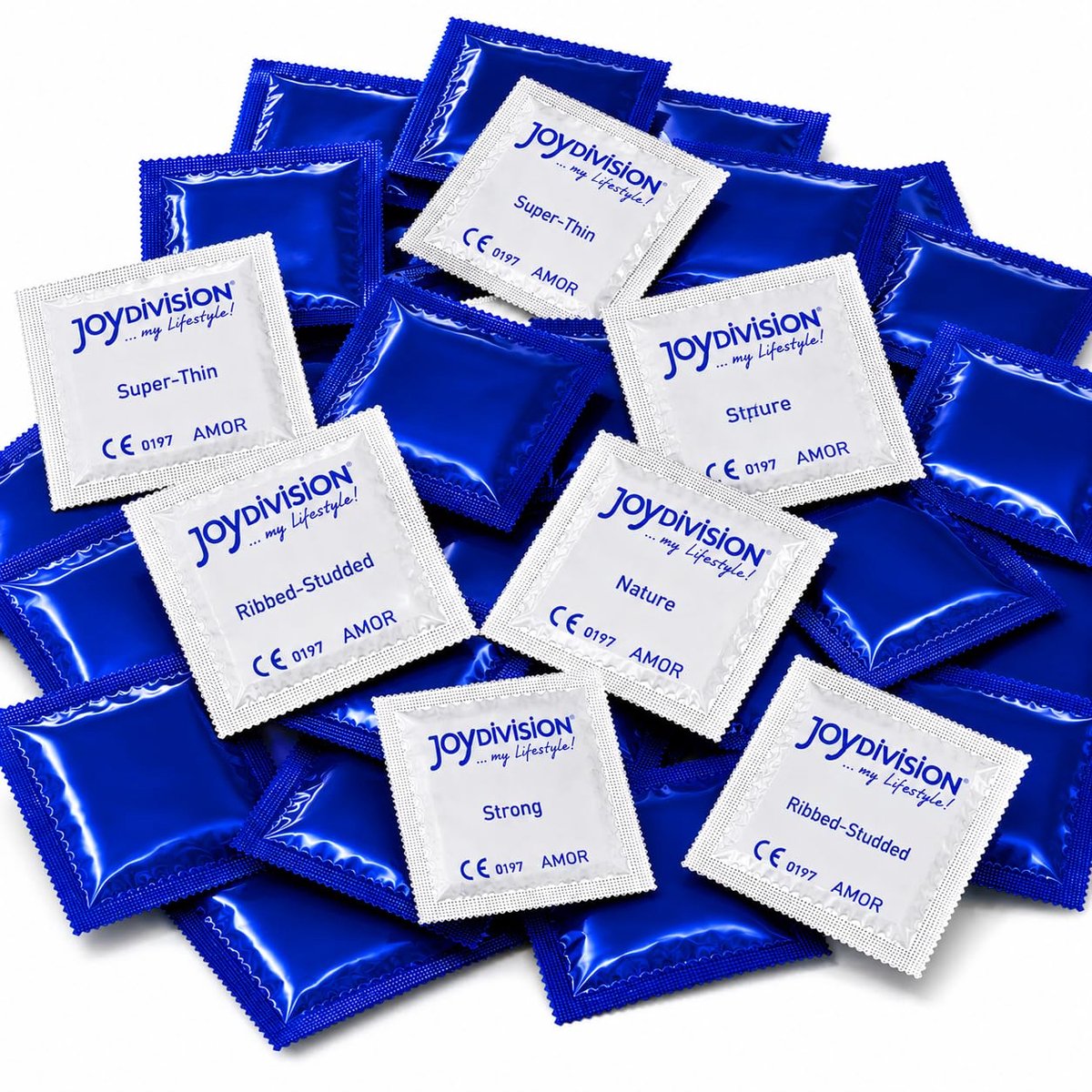 JOYDIVISION Premium Condooms MIX - 100 stuks - Natuurlijk, Geribbeld, Strong & Super Thin, 53mm, dermatologisch getest, natuurlijke Stimulatie, veilig & comfortabel