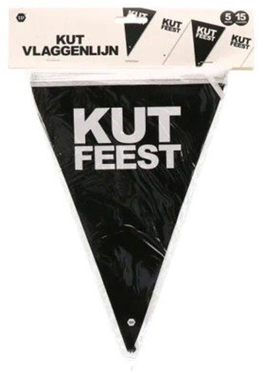 Vlaggenlijn Kut feest - zwart/wit