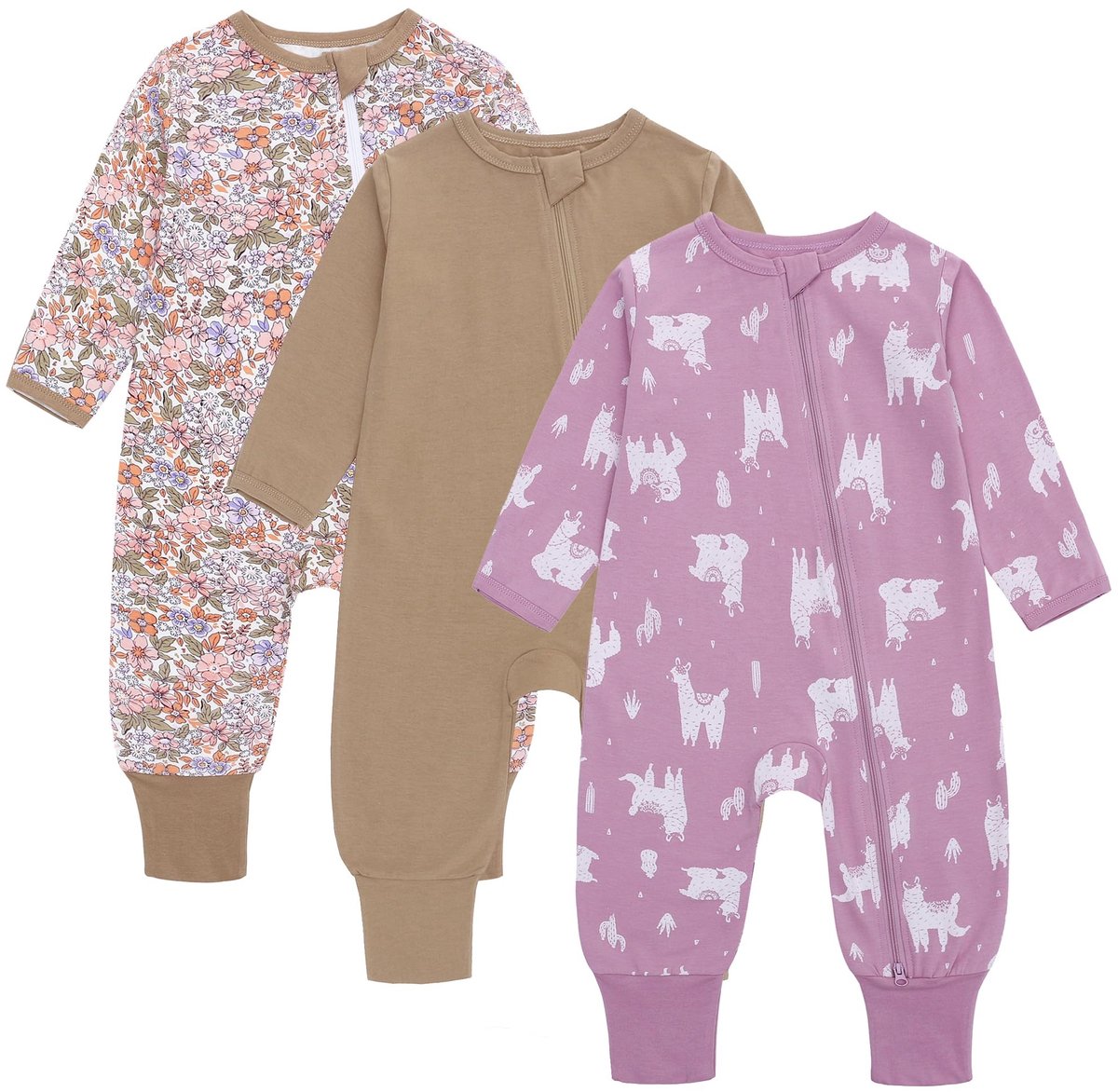 Omgoods - Zomerse Slaapzak 3-Pack 0.5 Tog met Voetjes en Mouwen - 100% Katoen - Lila