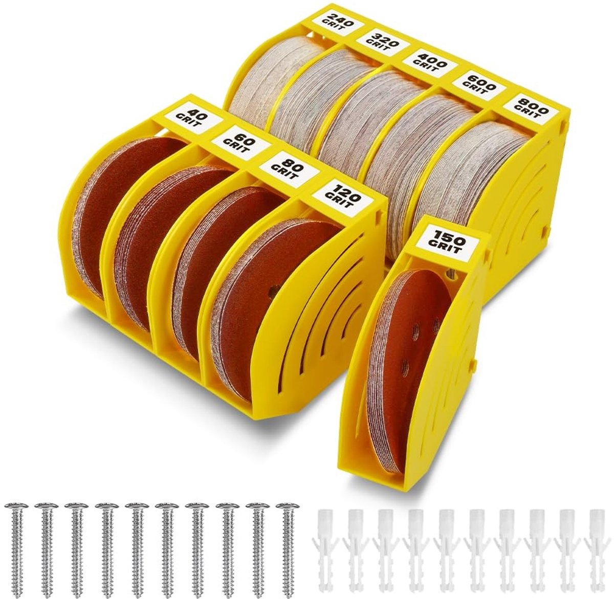 Omgoods - Opbergdoos voor Schuurdiscs 150 mm met 10 Trays en Grit Classificatie