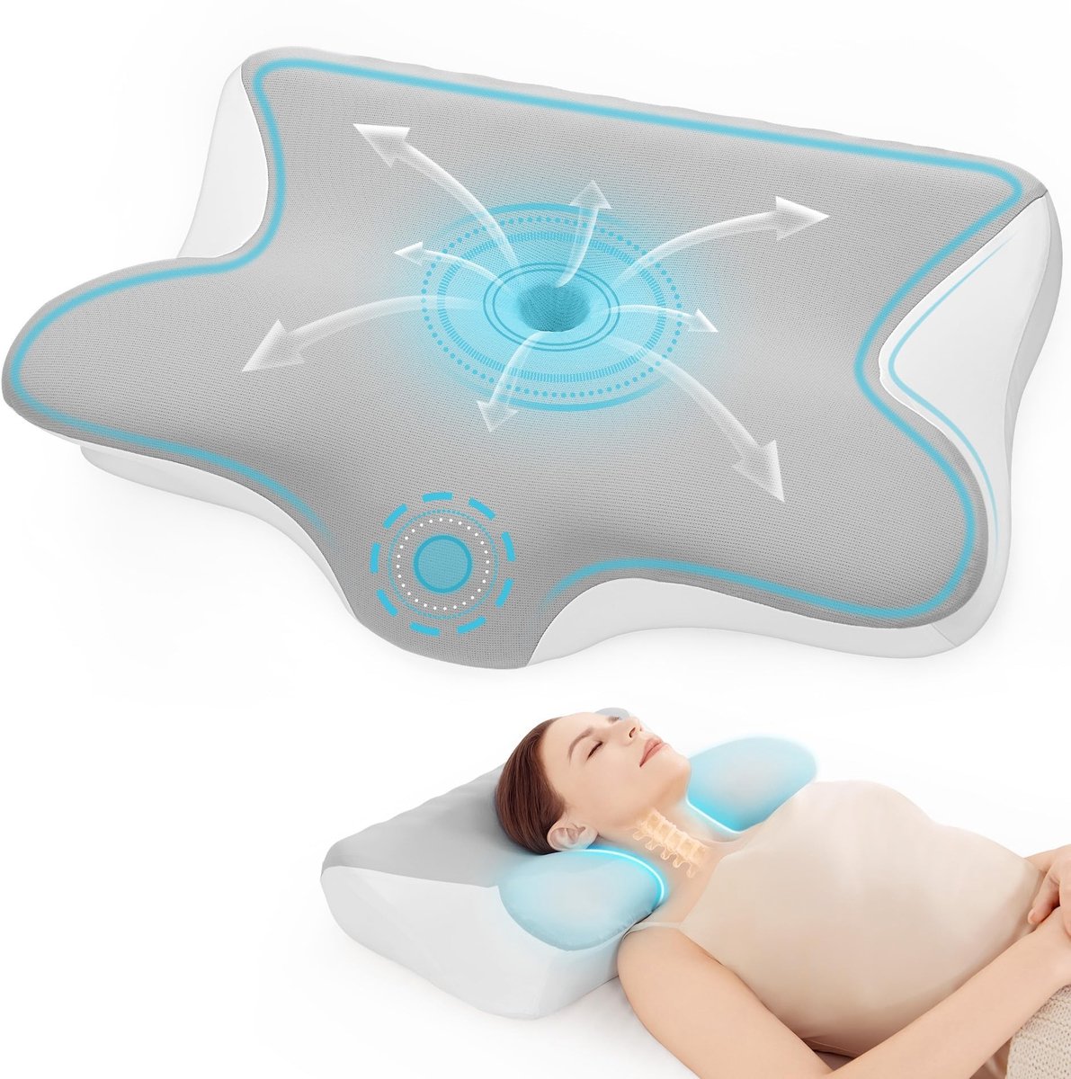 Omgoods - Ergonomisch Traagschuim Hoofdkussen - Verstelbare Hoogte - 60x41.5 cm