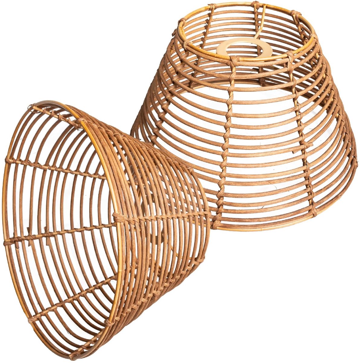Omgoods - Rieten Lampenkap in Boho Stijl voor Tafel-, Vloer- en Hanglampen, Koffiebruin