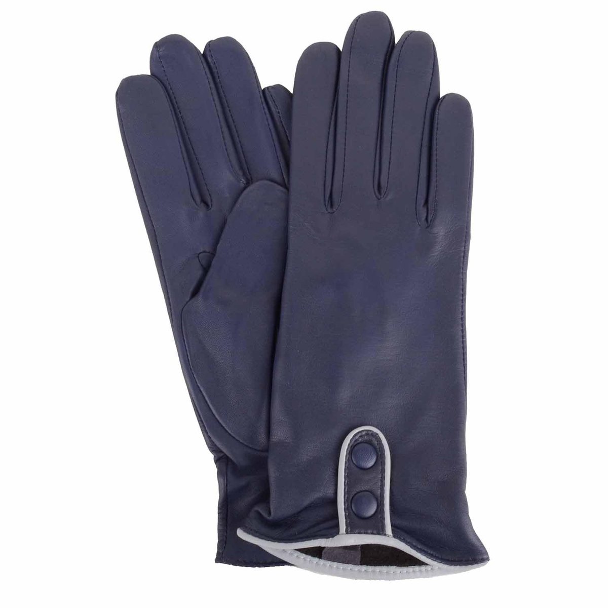 Omgoods - Dames leren handschoenen met contrastdetails en dubbele knoop
