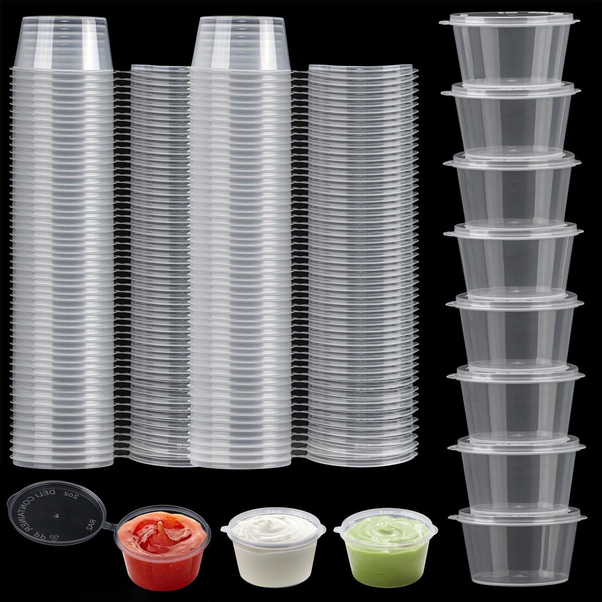 Omgoods - Set van 100 Plastic Opbergcontainers met Deksel 50 ml