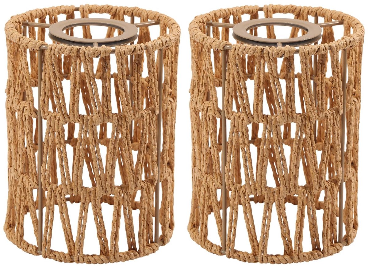 Omgoods - Set van 2 Rieten Lampenkappen voor Hanglampen en Tafellampen