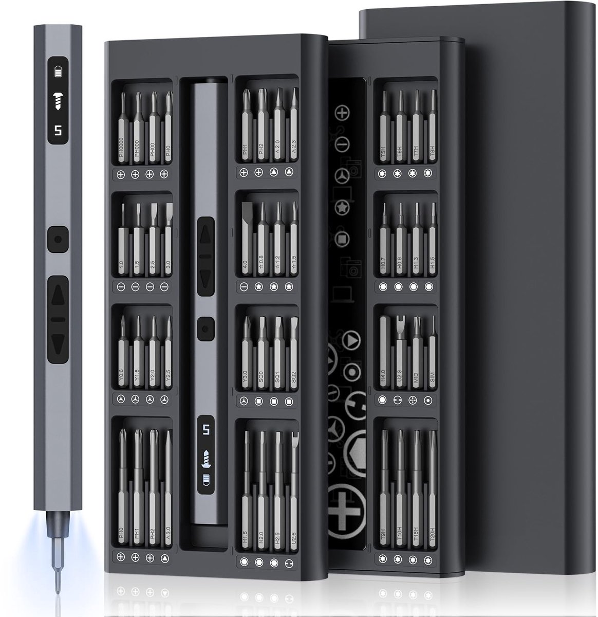 Omgoods - Mini Elektrische Schroevendraaier Set 66-in-1 met Precisie en HD Display