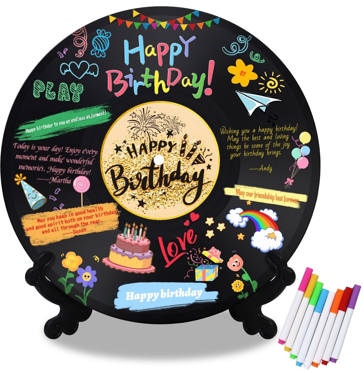 Omgoods- Gastenboek 29,7 cm - Vinylplaat - Alternatief - Decoratie - Kerstfeest - Inclusief 6 kleuren pennen - Herinneringsboek