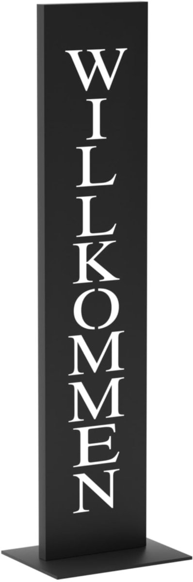 Omgoods- Welkomstbord handgemaakt - Tuindecoratie - Weerbestendig metalen bord - Stijlvolle decoratie - 71 cm hoog - Robuuste basis 20 x 15 cm