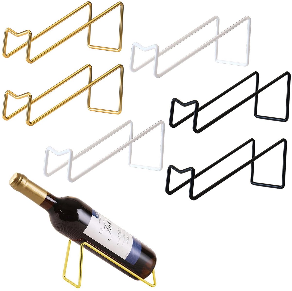 Omgoods - Moderne Wijnflessenhouders - Set van 6 Elegante Metalen Rekken