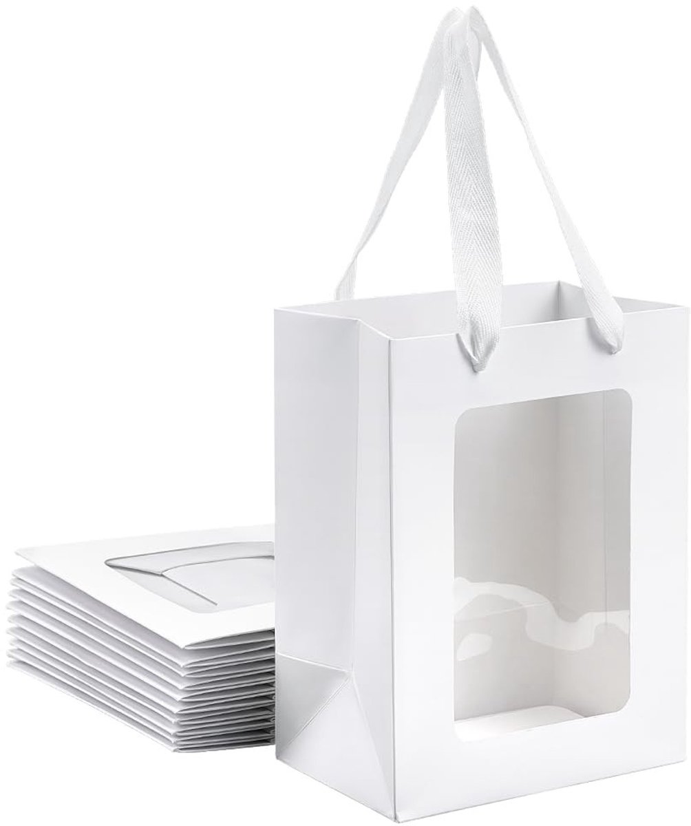 Omgoods - Set van 20 Papieren Geschenktasjes met Doorzichtig Venster