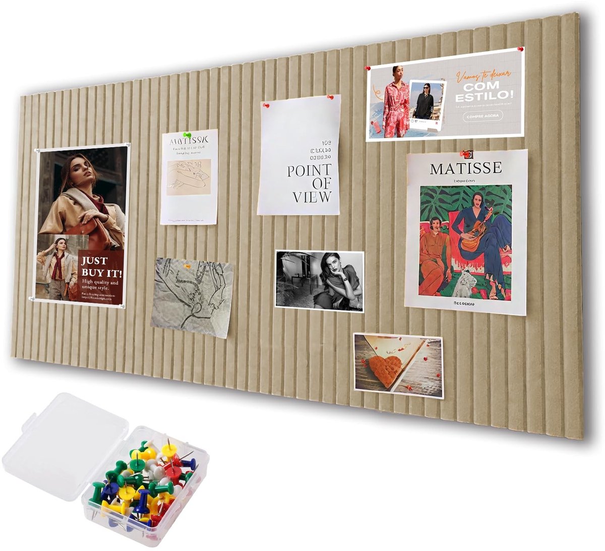 Omgoods - Grote Zelfklevende Gevoeld Pinboard 80 x 40 cm met 35 Duimspijkers - Modern en Multifunctioneel