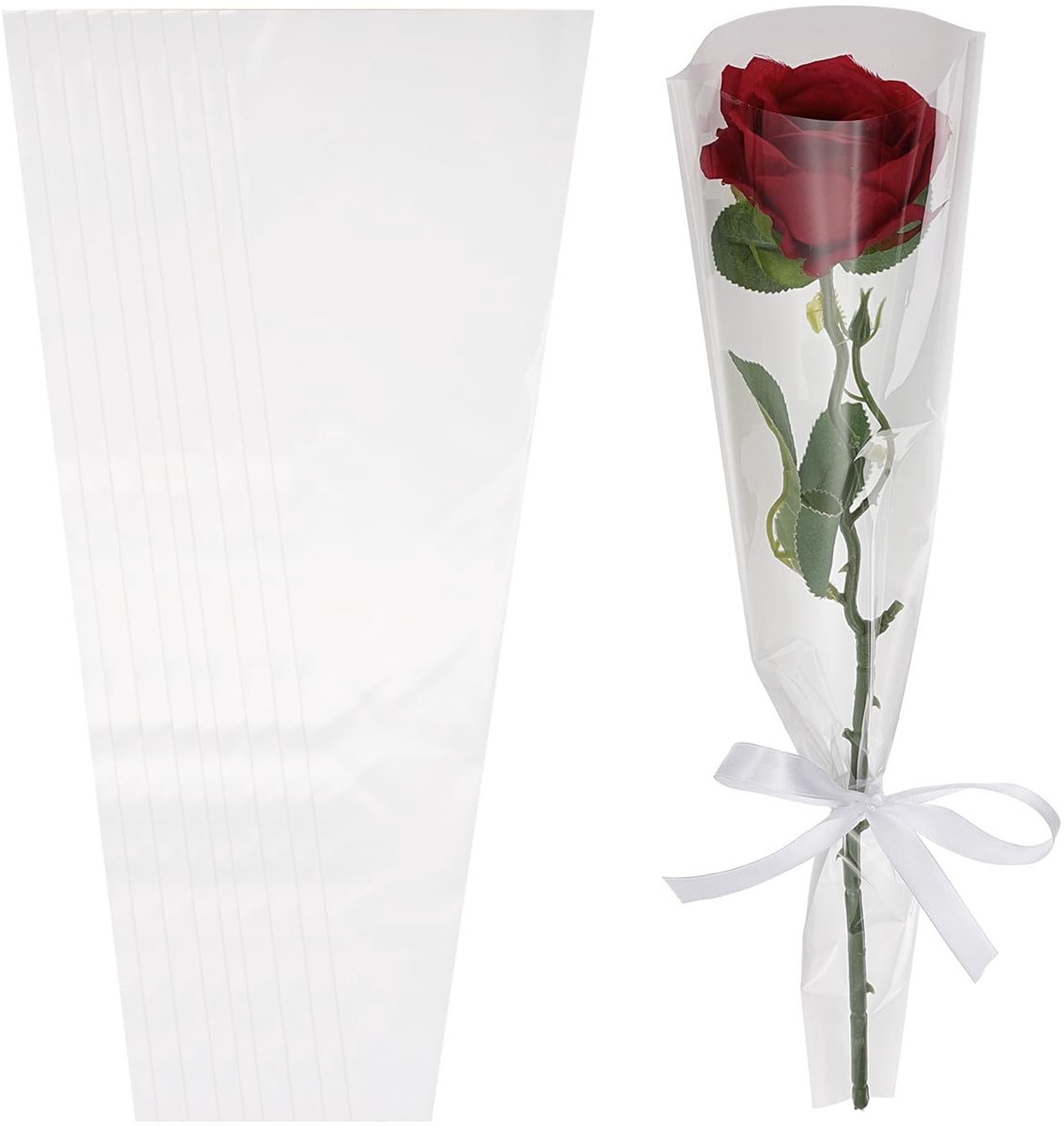 Omgoods - Witte Bloemen Inpakzakken, Set van 100 voor Boeketten