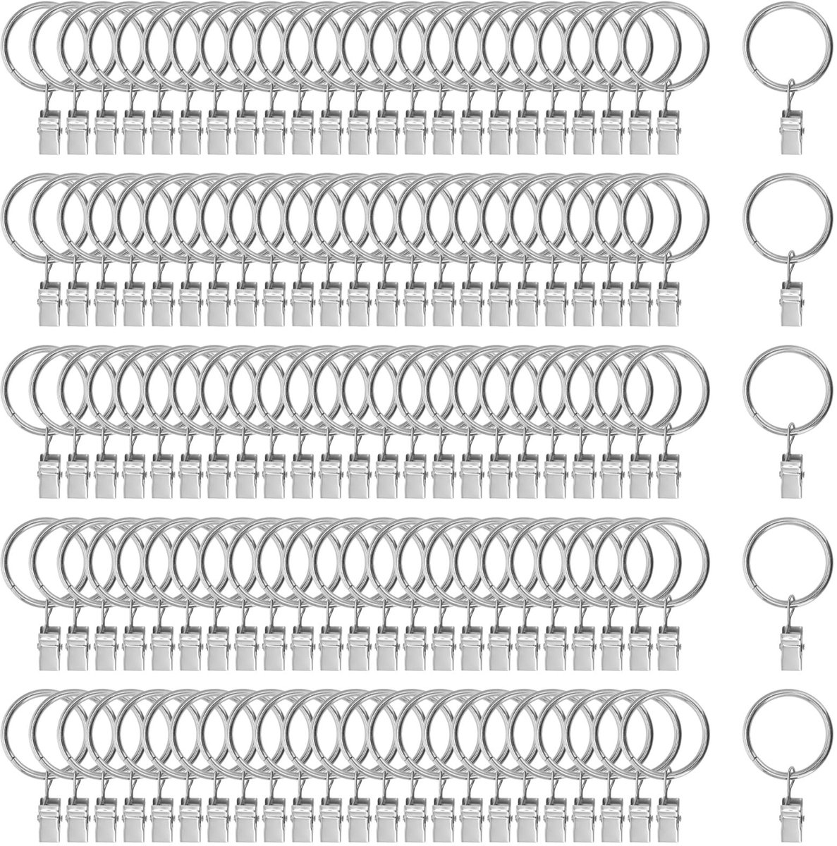 Omgoods- Gordijnringen 32 mm - Metalen Gordijnringen met Clips - Gordijnklemmen - Sterk Materiaal - Geschikt voor Diverse Gordijnen - Eenvoudig te Installeren