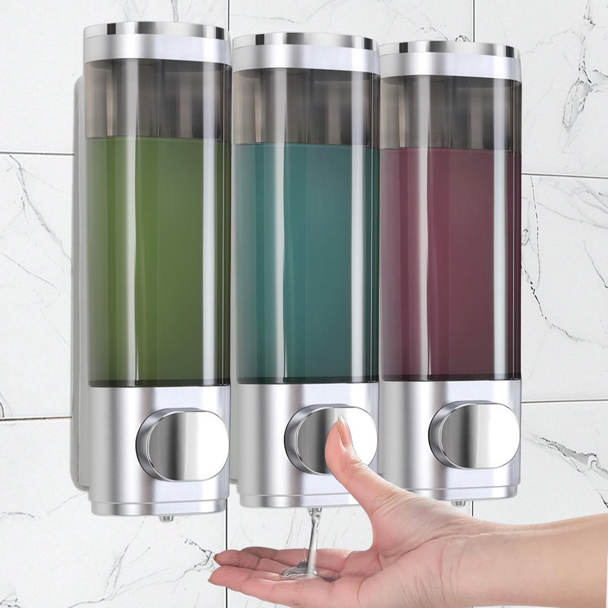 Omgoods - Wandzeepdispenser met 3 Compartimenten en Zonder Boren