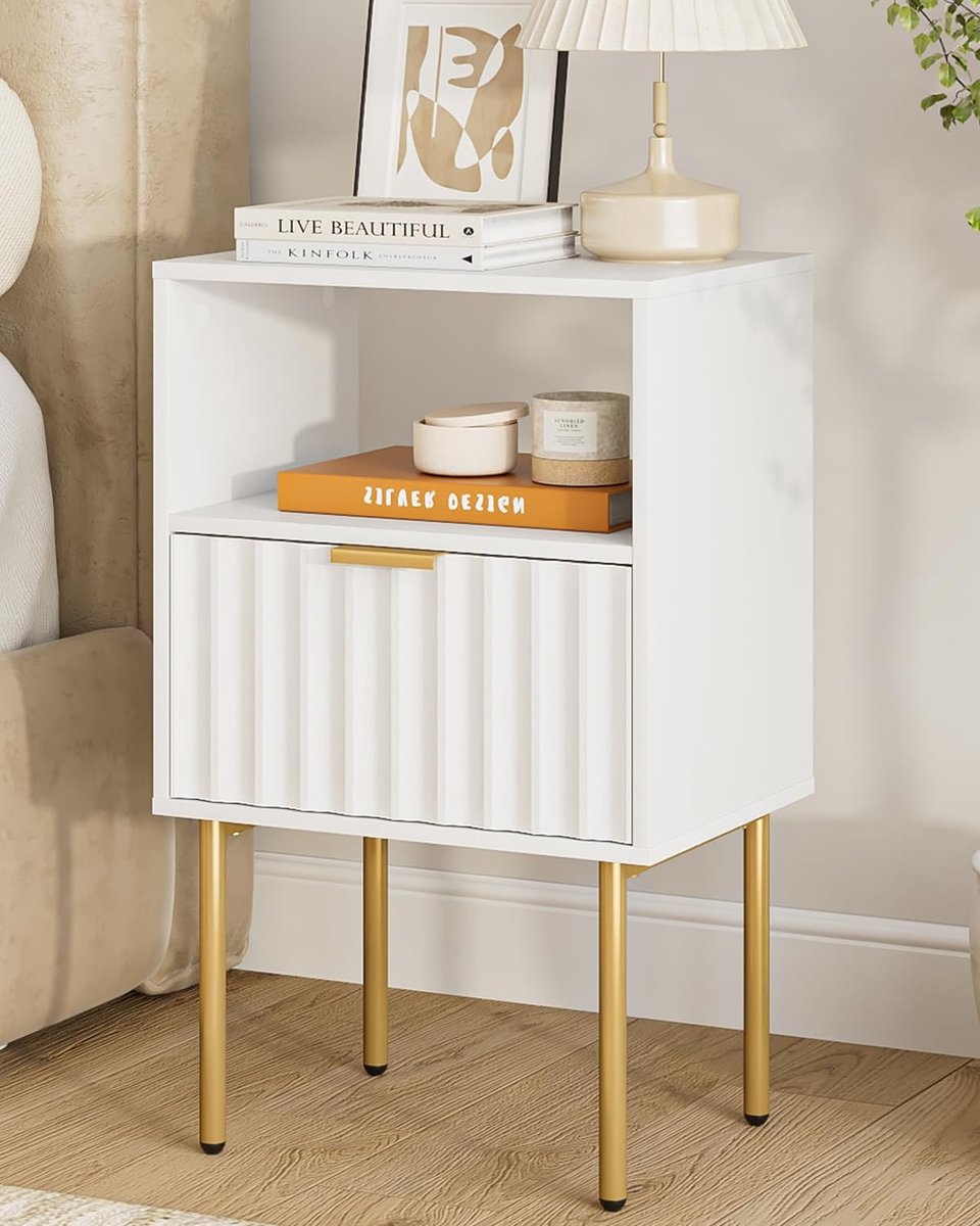 Omgoods - Moderne Nachtkast met Gouden Frame en Lades