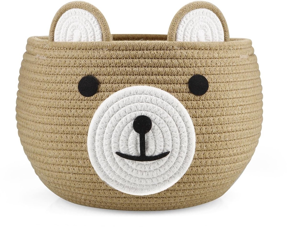 Omgoods - Katoenen Touw Babymand met Schattig Berenontwerp - Diaper Caddy Organizer