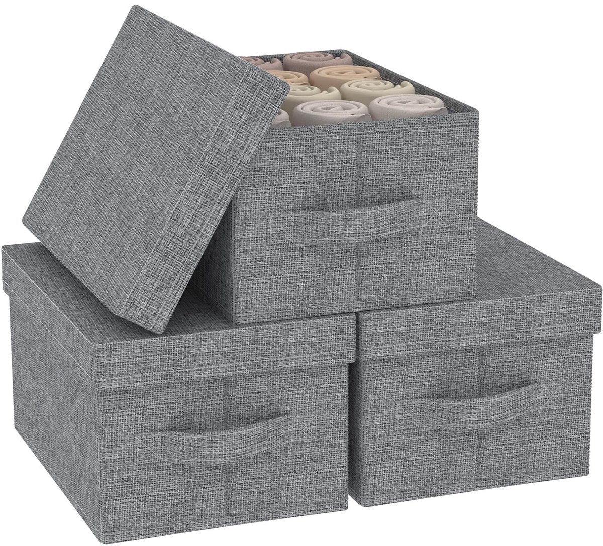 Omgoods - Vouwbare Opbergdozen met Deksel, Set van 3 voor Thuis en Kantoor