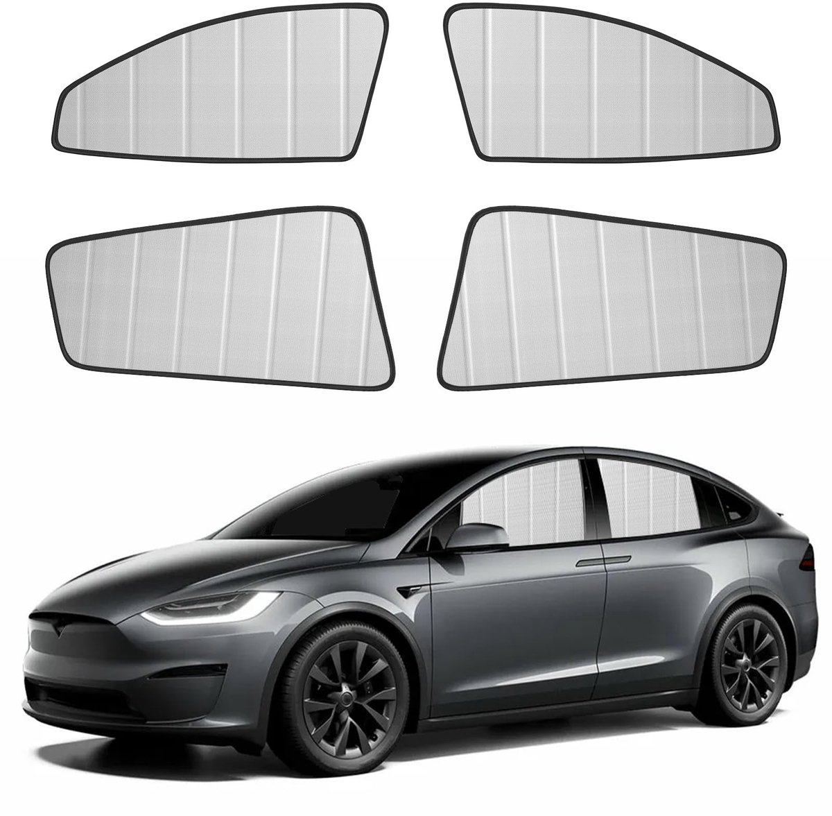 Omgoods - Set van 4 Vouwbare Zonschermen voor Tesla Model Y