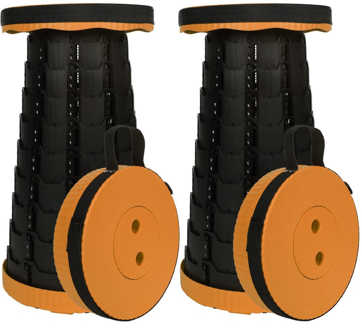 Omgoods - Telescopische Campingkruk met Draagriem - Hoogte Verstelbaar tot 45 cm, Oranje